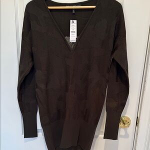 White House Black Market Green V-Neck Sweater